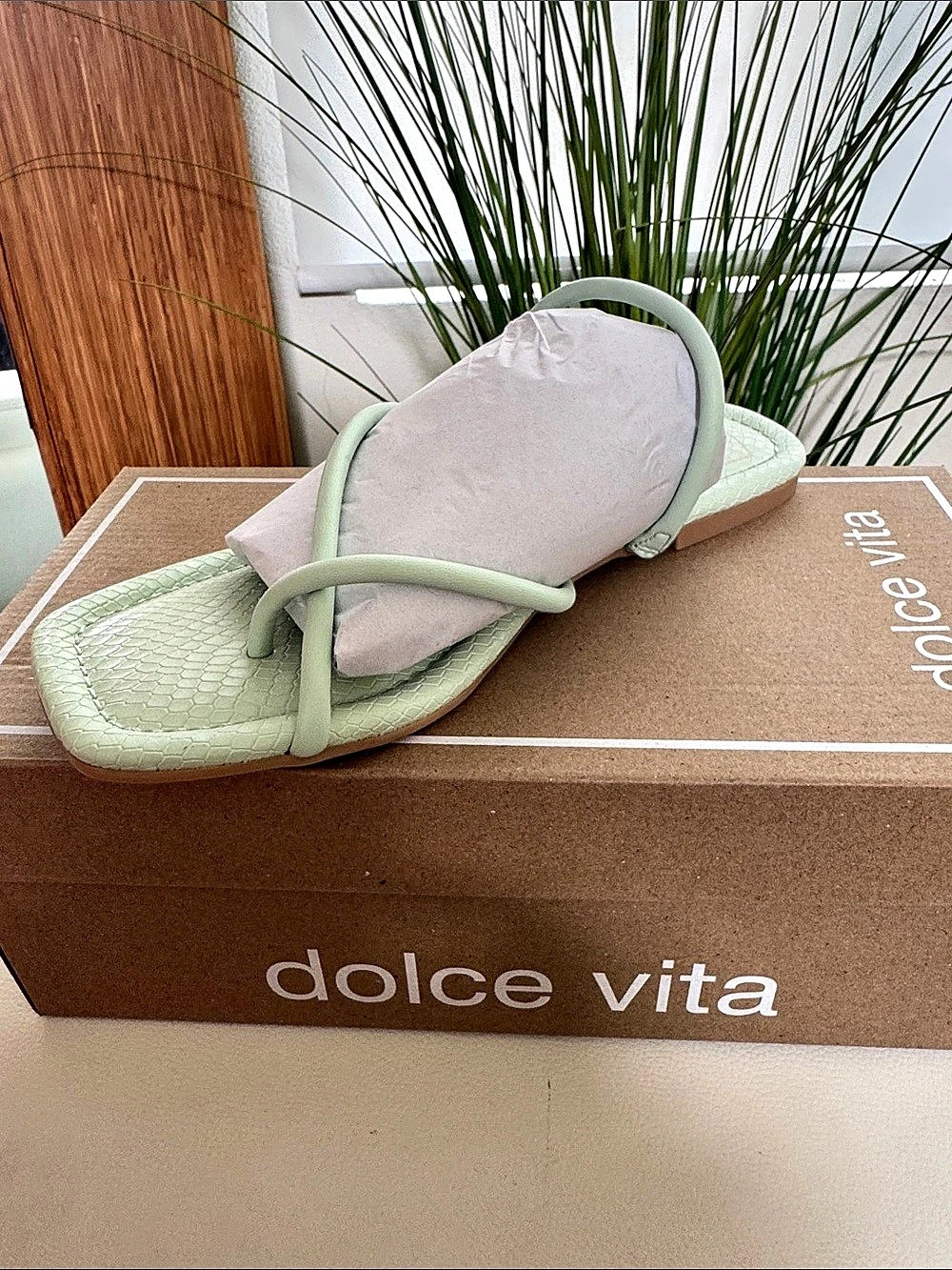 Dolce Vita Linnet Sandal Textured Strappy Sandals in cucumber Green